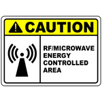 Caution RF microwave controlled area safety sign