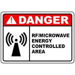 Danger RF microwave controlled area safety sign