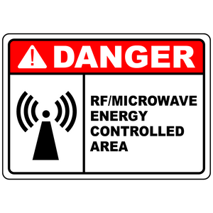 Danger RF microwave controlled area safety sign