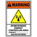 Warning RF microwave controlled area contact before entry