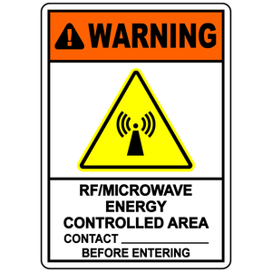 Warning RF microwave controlled area contact before entry