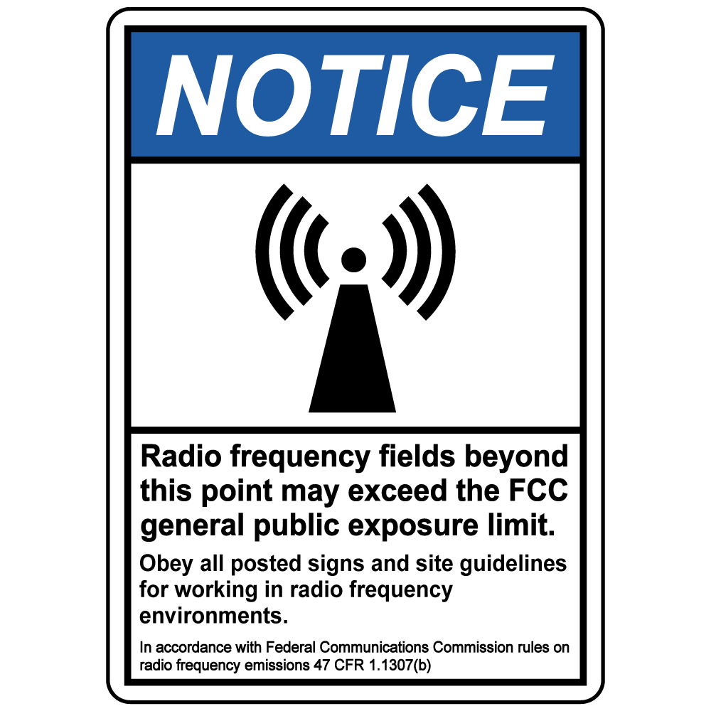 Notice RF exposure beyond this point safety sign