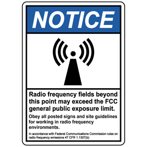 Notice RF exposure beyond this point safety sign
