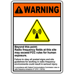 Warning RF exposure beyond this point safety sign