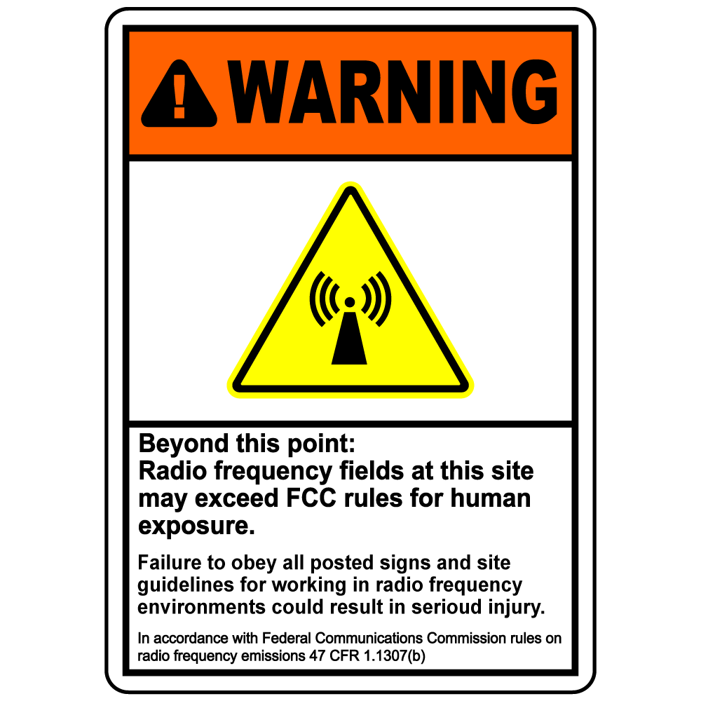 Warning RF exposure beyond this point safety sign