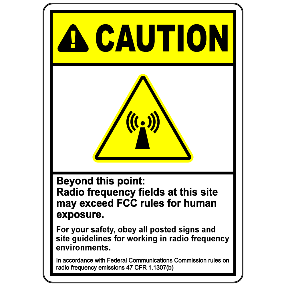 Caution RF exposure beyond this point safety sign