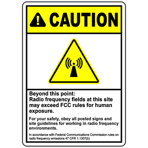 Caution RF exposure beyond this point safety sign