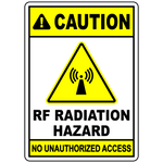 Caution RF radiation no unauthorized access sign