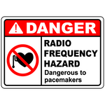 Danger RF hazard dangerous to pacemakers safety sign