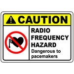 Caution RF hazard dangerous to pacemakers safety sign