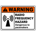 Warning RF hazard dangerous to pacemakers sign label