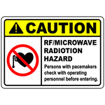 Caution RF microwave pacemaker safety warning sign