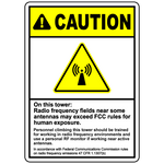 Caution RF tower exposure safety warning sign