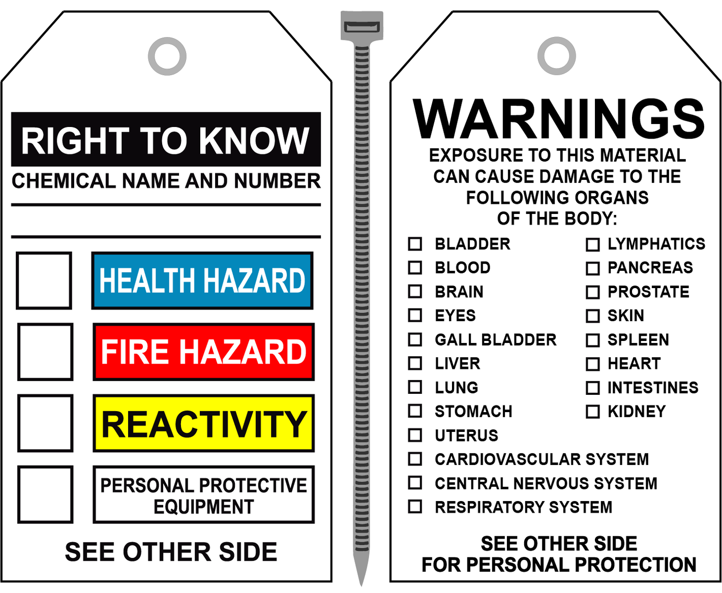 RTK secondary container vinyl chemical safety label