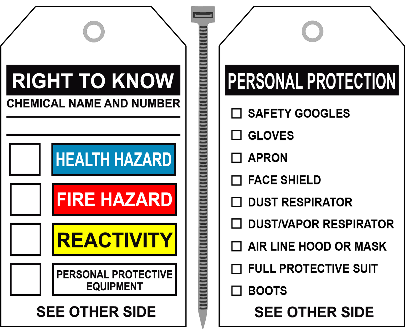 RTK PPE secondary container vinyl safety tag label