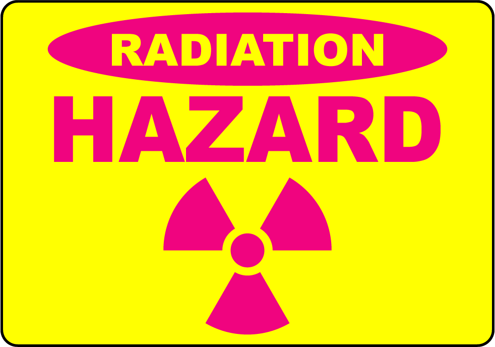 Radiation hazard safety warning vinyl polyester label