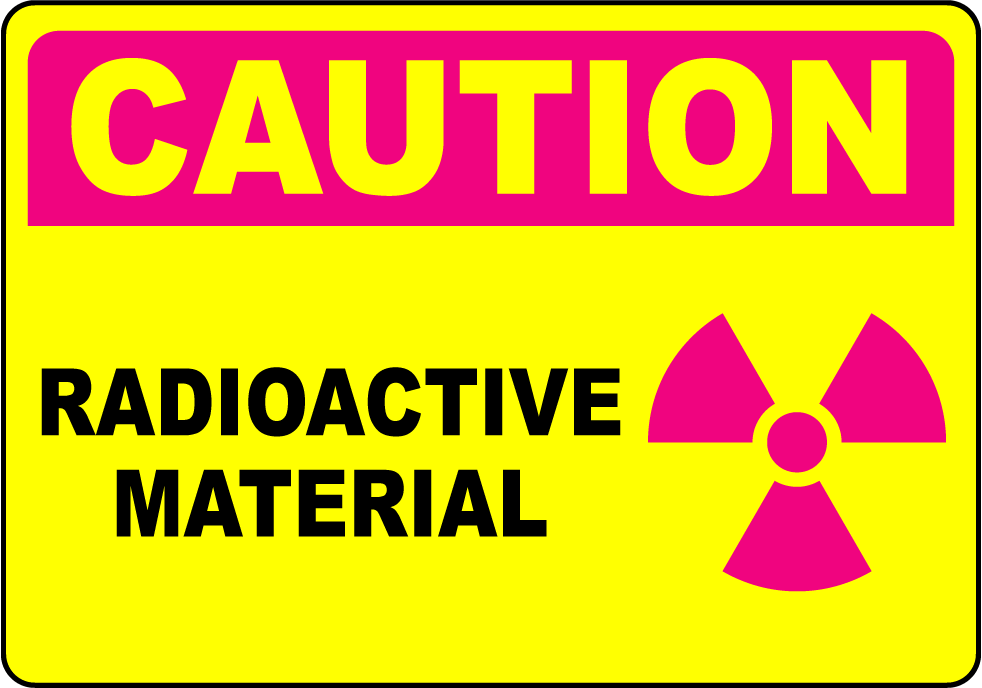 Caution radioactive material safety vinyl polyester label
