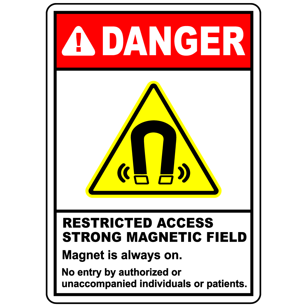 Danger restricted magnetic field no entry safety sign
