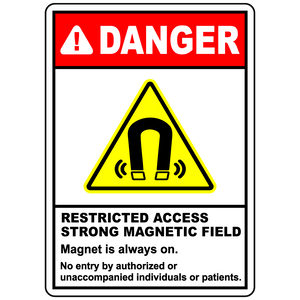 Danger restricted magnetic field no entry safety sign