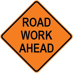 Road work ahead aluminum traffic safety warning sign for work zones