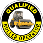 Qualified roller operator vinyl hard hat safety sticker