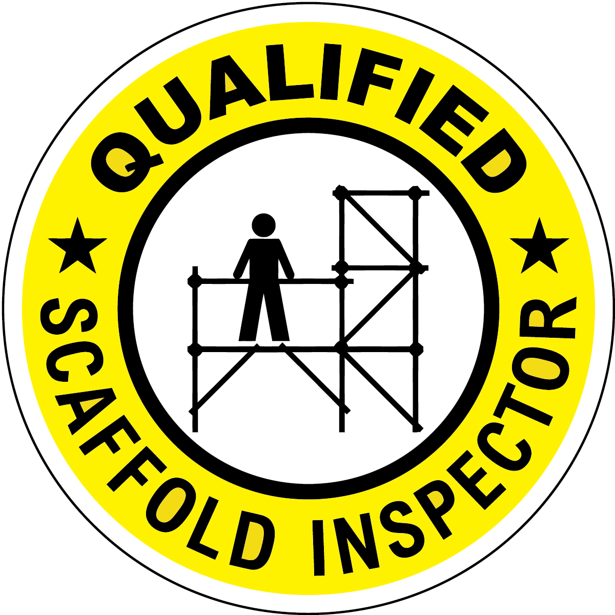 Qualified scaffold inspector vinyl hard hat safety sticker