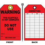 Warning scaffold not complete tag with inspection record fields