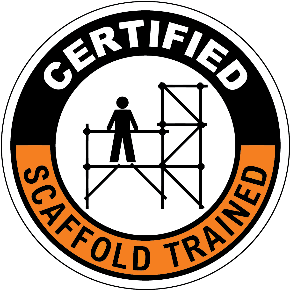 Certified scaffold trained vinyl hard hat safety sticker
