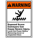 Warning exposed screw conveyor safety sign