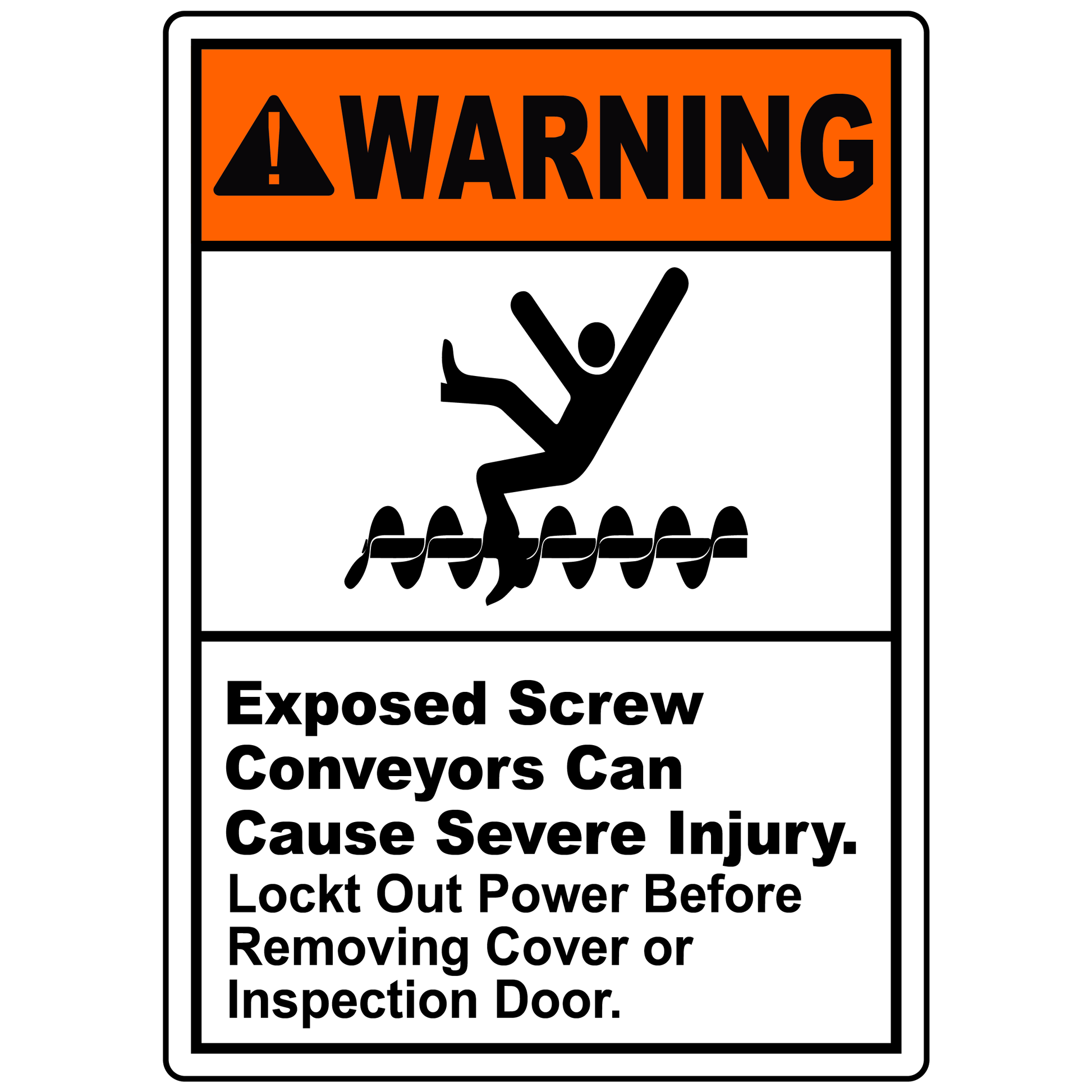 Warning exposed screw conveyor safety sign