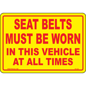 Seat belts must be worn vinyl safety label