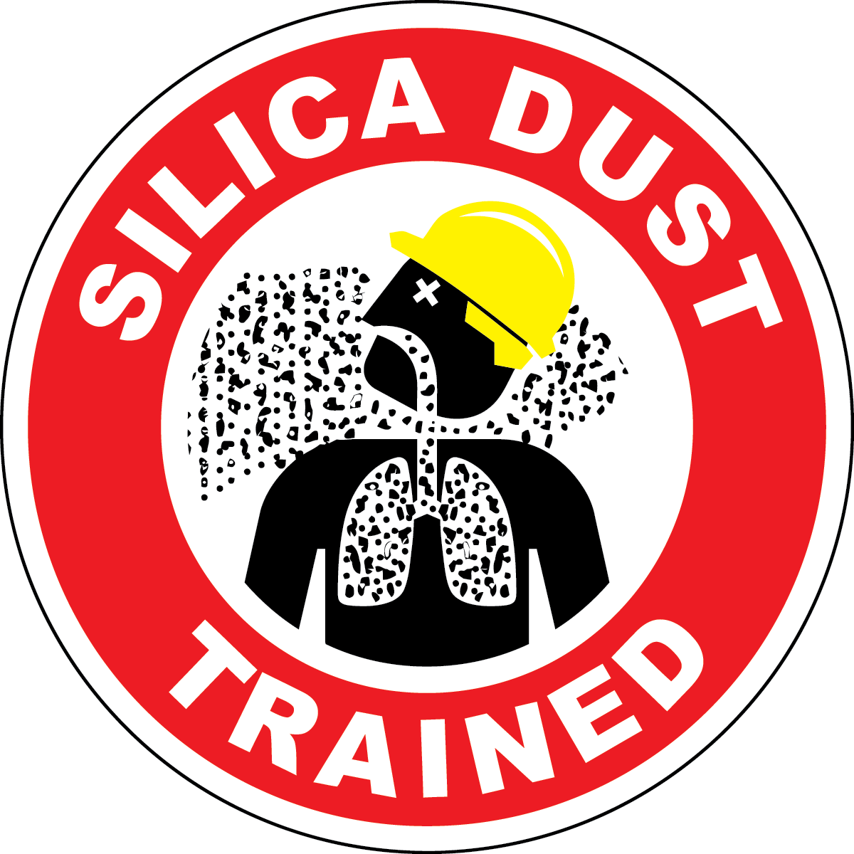 Silica dust trained vinyl hard hat safety sticker