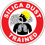 Silica dust trained vinyl hard hat safety sticker