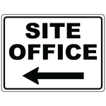 Site office left arrow directional sign for construction sites