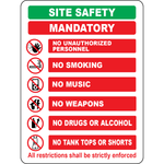 Site safety prohibited no unauthorized entry rules sign
