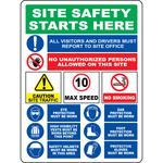 Construction site safety visitor report PPE rules sign