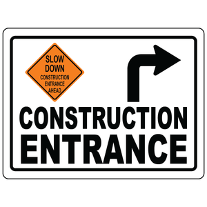 Slow down construction entrance safety sign