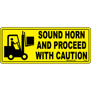 Sound horn proceed with caution vinyl safety label