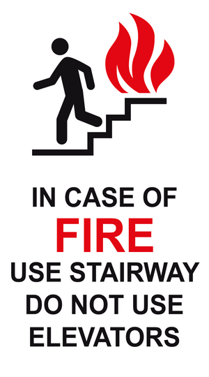 In Case of Fire Use Stairway Do Not Use Elevators, Vinyl