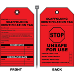 Stop unsafe for use scaffold inspection tag with stop sign symbol