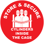 Store and secure cylinders inside the cage industrial floor safety sign