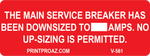 1.5x4 The Main Service Breaker has Been Downsized V-561 Decal Solar Labels