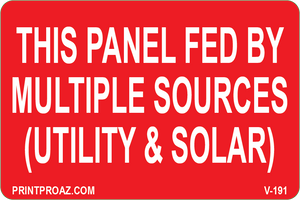 2x3 This Panel Fed by Multiple Sources Vinyl V- 191 Decal