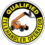 Qualified telehandler operator vinyl hard hat safety sticker