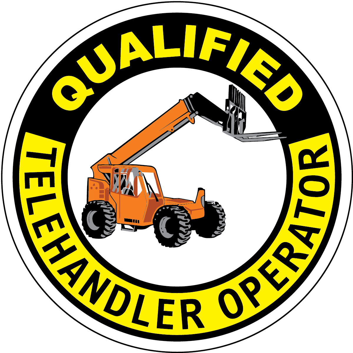 Qualified telehandler operator vinyl hard hat safety sticker