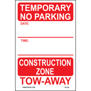 Temporary No Parking Signs, Aluminum, PS-239