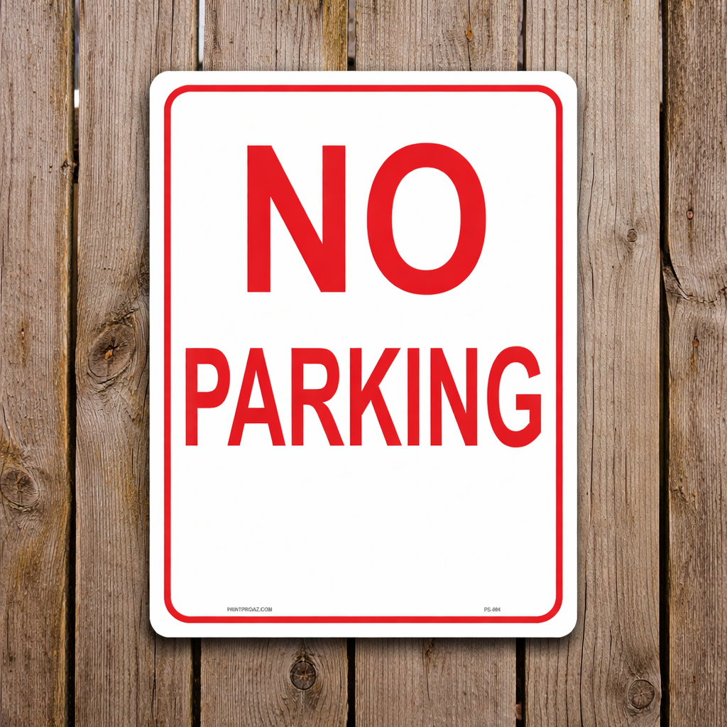 Aluminum No Parking text-only restriction sign