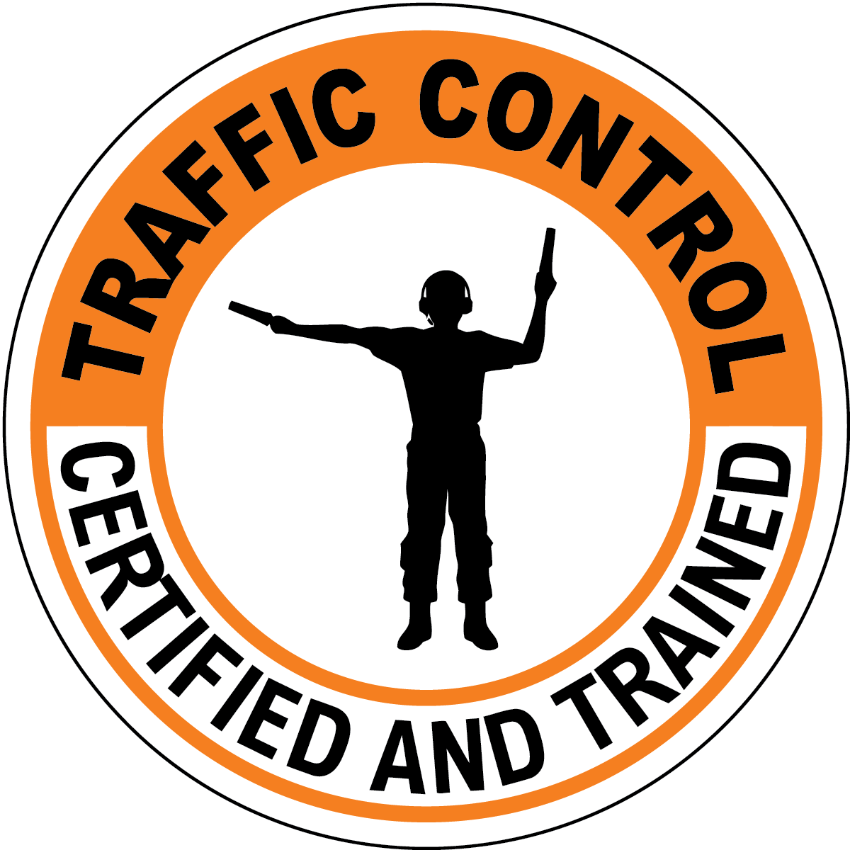 Traffic control certified vinyl hard hat sticker flagman symbol