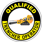 Qualified trencher operator vinyl hard hat safety sticker