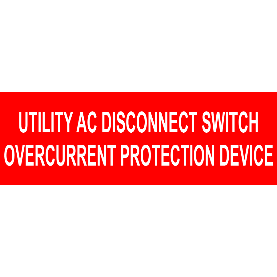 3x1 Utility AC Disconnect Switch, Plastic Solar Labels, PV-541